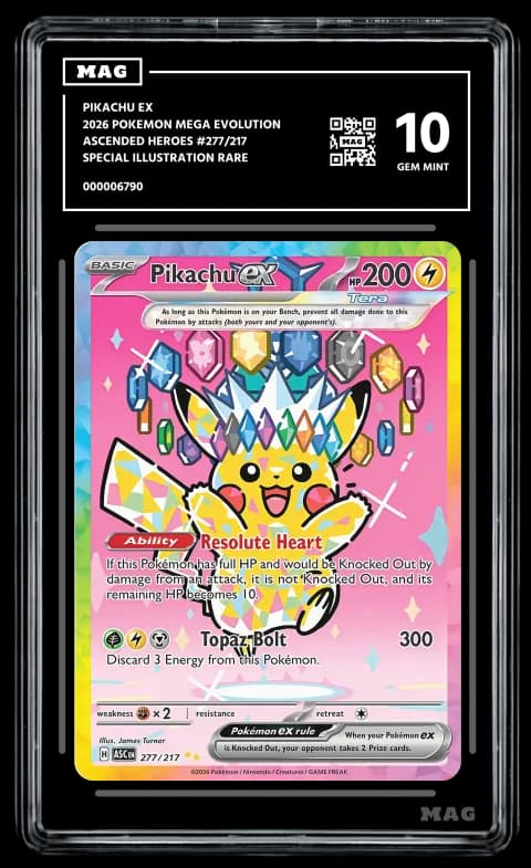 MAG slab holding a Pikachu ex Special Illustration Rare card, graded MAG 10 Gem Mint
