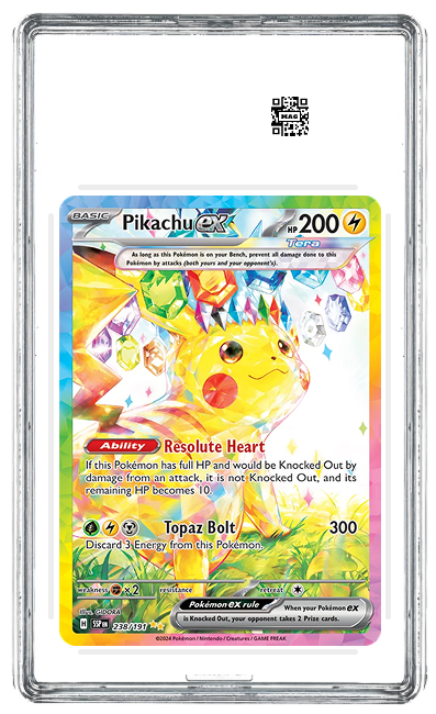 MAG graded card slab — clear acrylic case with laser-engraved certification label